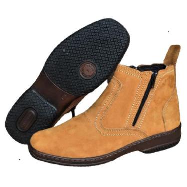 Imagem de Bota Masculina Em Couro Nobuck Botina Com Ziper Fecho Botinha Leve Mac