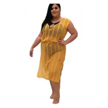 Imagem de Saída De Praia Longa Ilhós Tricot Plus Size Grande - PLUS MESMO E DAÍ,