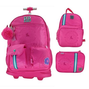Imagem de Kit Mochila de Rodinha Lancheira e Estojo 24544 - Juvenil-Feminino