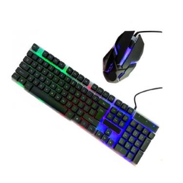 Imagem de Kit Gamer Teclado e Mouse Led Colorida Notebook Pc Jogos Conexão USB -