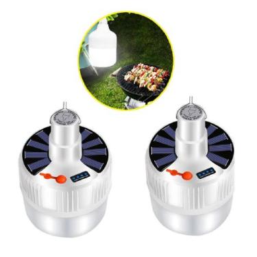 Imagem de Kit 2 Lâmpadas Solar Emergências Bulbo Energia Duradoura Luz Branca - 