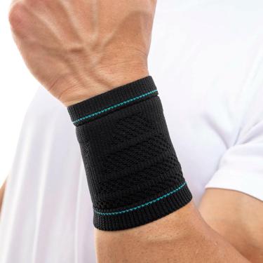 Imagem de Munhequeira Punho N1 Sport Linha Fisio Poliamida Preta e Azul-M