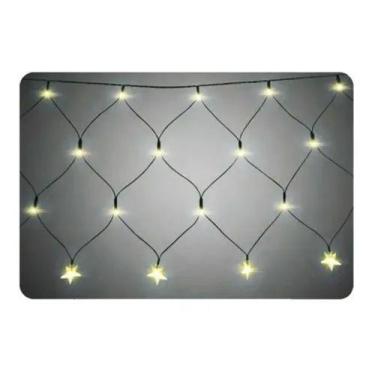 Imagem de Luz de Natal Cascata 160 Lâmpadas LED Branco 8F Fio Verde Estrela 127V