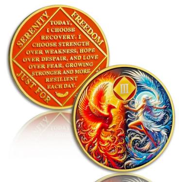 Imagem de Phoenix Rising 3 Year Sobriety Coin, Addiction Recovery AA NA Chips Medalhão com cápsula Token, Narcóticos Anônimos Sober Anniversary Milestones, Presentes de Sobriedade para Homens Mulheres