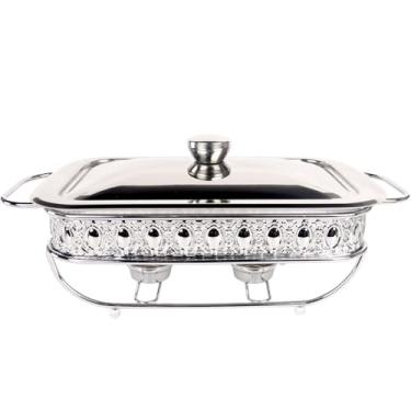 Imagem de jinsongdafa Caçarola assadeira de vidro com tampa e prateleira de aço inoxidável, assadeira grande para caçarola e lasanha, máquina de lavar louça, freezer, micro-ondas e forno, (retângulo prateado