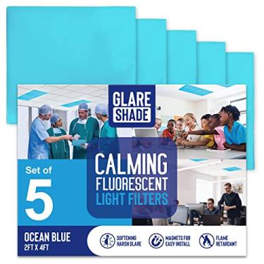 Imagem de GlareShade Fluorescent Light Covers for Ceiling Lights in School Classroom or Office | Calming Magnetic Blue Light Filters Provide Relief from Glare, Headaches, & Sensory Overload | 5 Count Blue