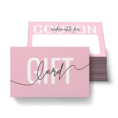 Imagem de RXBC2011 Cartão de presente em branco para empresas, cupons em branco para crianças, cupons DIY, vales de presente, vouchers para pai, rosa, pacote com 100