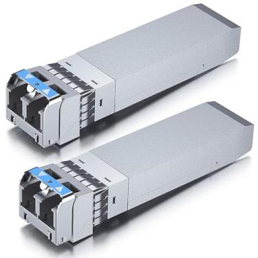 Imagem de Transceptor 10GBase-LR SFP+, 10G 1310nm SMF, até 10 km, compatível com Cisco SFP-10G-LR, Meraki MA-SFP-10GB-LR, Ubiquiti UF-SM-10G, Mikrotik, Netgear, D-Link e mais, pacote com 2