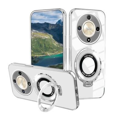 Imagem de Capa compatível com Honor Magic 6 Lite com suporte magnético, capas de telefone Honor Magic 6 Lite silicone transparente para montagem de carro acessórios Funda à prova de choque capa protetora