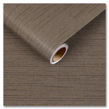 Imagem de CRE8TIVE Papel de parede marrom escuro pano de grama texturizado papel de parede de contato marrom adesivo impermeável autoadesivo removível tecido de linho papel de contato para armários de sala de