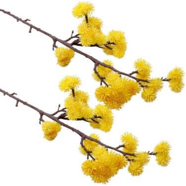 Imagem de Kit 2 Plantas Artificiais Mamona Amarela Enfeite Jardim 70cm