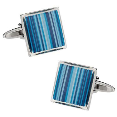 Imagem de Abotoaduras listradas da série Blue Cuff-Daddy com caixa de apresentação