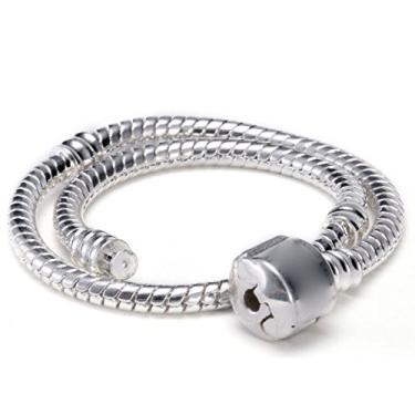 Imagem de RUBYCA 10 peças de pulseira de corrente de cobra europeia com fecho banhado a prata branca de 18 cm serve para berloques DIY