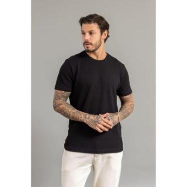 Imagem de Camiseta Masculina Slim em Tricot Manga Curta Gola Redonda-Masculino