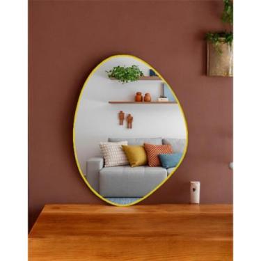 Imagem de Espelho Orgânico Decorativo Em Couro Medio - DIRETOO, Amarelo