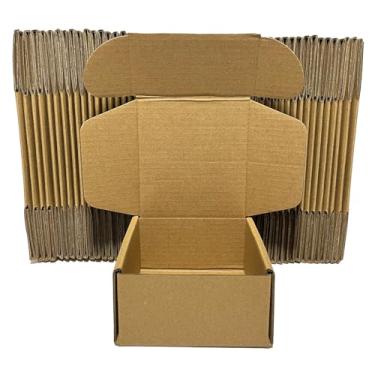 Imagem de easycustomerlee 4X4X2 Caixas De Remessa Pequenas Conjunto De 50 Caixas De Papelão Ondulado Marrom Para Embalar Produtos Artesanais Para Pequenas Empresas