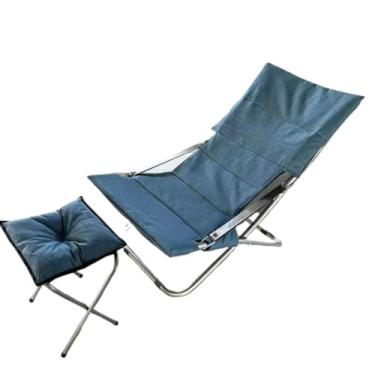 Imagem de XINCHANG Poltrona dobrável ajustável com tecido de alta densidade - perfeita para casa, escritório e relaxamento ao ar livre (azul atualizado] com pedais)