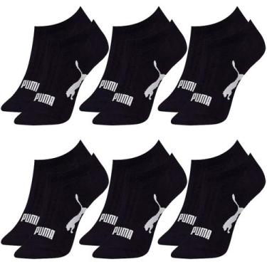 Imagem de Kit com 6 Pares de Meias Adulto Puma Modelo Sapatilha Calcanhar Verdad
