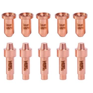 Imagem de 5 peças 249926 (770791) eletrodo e 5 peças 249928 (770796) pontas de bocal adequadas para cortadores de plasma XT30R XT40R consumíveis de tocha de corte a plasma