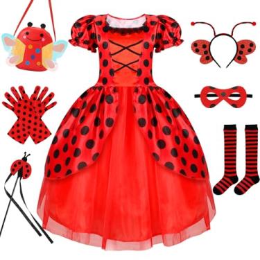 Imagem de Ladybug Costume Lady Bug Costumes for Girls Halloween Costumes for Kids Toddler Costume Ladybug Dress Ladybird Dress Up for Birthday Christmas 5-6 Years