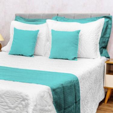 Imagem de Kit 5 Peças Decoração Sala Peseira Queen Piquet Cama Posta Luxo - Dryk