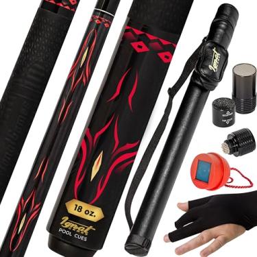 Imagem de IgnatGames Bastão de taco de sinuca de 2 peças - 18/19/20/595.3 g. 147.3 cm Canadian Maple Professional Billiard Pool Cues Sticks com estojo rígido, ferramenta 3 em 1 ponta de bastão, luva de 3 dedos