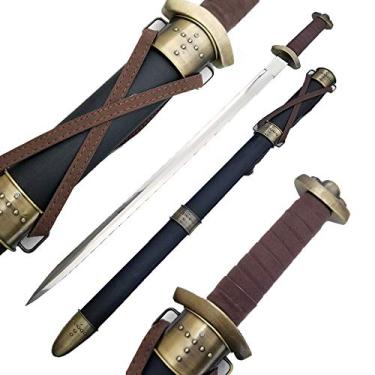 Imagem de Ace Martial Arts Supply 83,82 cm Medieval Steel Viking Worrior Spatha Battle Sword & Scab and Helmet, Espada