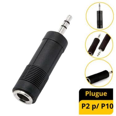 Imagem de Kit 3 Plug Adaptador P10 Femea P/ P2 Macho Stereo Auxiliar Som - Inova