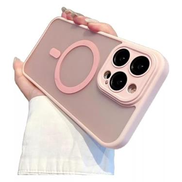 Imagem de Capa capinha Case Fosca anti impacto Premium Proteção Câmera com indução Magnetica Para iPhone 14 15 16 (ROSA, 16 PROMAX)