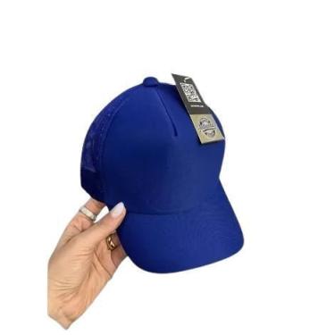 Imagem de Boné Infantil Trucker Unissex Liso Com Ajuste Tela Aba Curva - CAP, Az