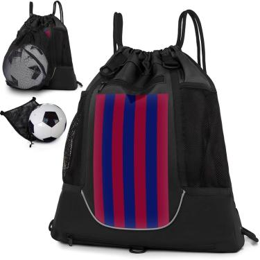 Imagem de Mochila STAY GENT com cordão de basquete dobrável azul vermelha