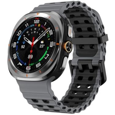 Imagem de SPINYE Pulseiras de relógio compatíveis com Samsung Galaxy Watch Ultra de 47 mm, macia, respirável, oceânica, de silicone esportivo, sem lacunas, para Galaxy Watch 7 Ultra de 47 mm (2024), feminino