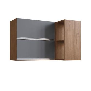 Imagem de Armário Aéreo Cozinha Athena 2 Portas Freijo/Cinza- Irm Móveis, Marrom