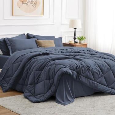 Imagem de Conjunto de edredom Love's Cabin azul marinho king size 7 peças