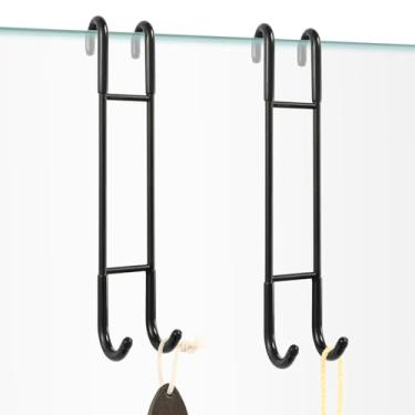 Imagem de NINETREX Ganchos de porta de chuveiro, ganchos de porta de vidro para banheiros, vidro sem moldura, gancho de aço inoxidável SUS 304 resistente para toalhas, rodo, bucha, barbeador, roupão, pacote com