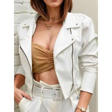 Imagem de Jaqueta Estilosa de material sintético Feminina Ziper Inverno Elegante
