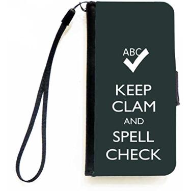 Imagem de Rikki Knight Keep Clam and Spell Check Capa tipo carteira flip cor verde com aba magnética para Apple iPhone 5c