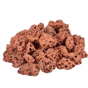 Imagem de Mr. Fireglass Pedra vulcânica vermelha natural de 4,5 kg para lareira a gás em ambientes internos e externos | Pedras vulcânicas de lava para decoração de paisagismo, plantas em vaso, 0,8 cm - 1,5 cm