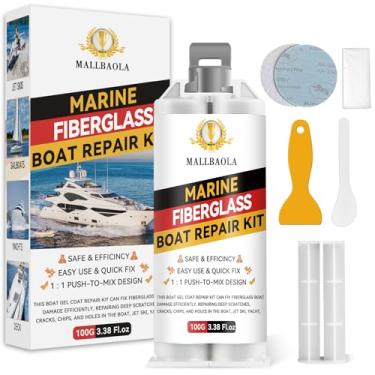 Imagem de Kit de reparo de fibra de vidro marítima para barcos, kit de reparo de revestimento de gel para barcos, enchimento de epóxi para barcos de fibra de vidro para consertar furos, lascas e rachaduras