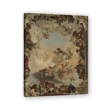 Imagem de Impressão em tela Giovanni Battista Tiepolo de planetas e continentes – Obra-prima rococó barroca, pintura escolar de Veneza, pintura a óleo decorativa para galeria doméstica 20 x 26 cm