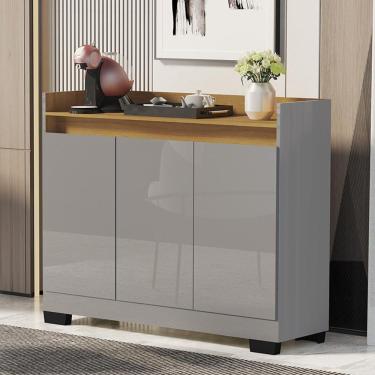 Imagem de Aparador Buffet Sala Lord 3 Portas Onix/mel Onix/mel