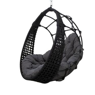 Imagem de Balanço Suspenso Ninho Corda Náutica Preta Almofada Impermeável Cinza + Mola E Mosquetão