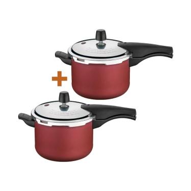 Imagem de Kit - 2 Panelas De Pressão 4,5 Vancouver Vermelha - Tramontina