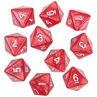 Imagem de 10Pcs 8 Sided Dice, D8 Assorted Polyhedral Dice Set with Numbers for Board Games DND RPG MTG Game Classroom Activities Party Table Gaming Fun, Mixed Assortment (Color: Red, 1 Inch)