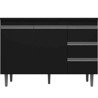 Imagem de Balcão De Pia 100 Cm Adriana 2 Portas 3 Gavetas Preto