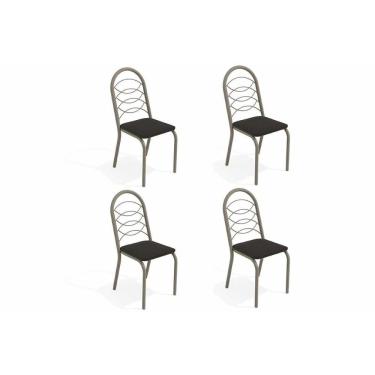 Imagem de Cadeira Sala De Jantar Holanda 4c009nk Aço Kit 4 Uni Niquel-preto 110 - Kappesberg