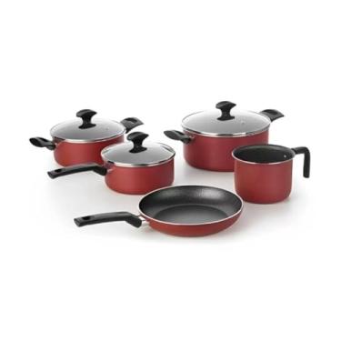 Imagem de Conjunto de Panelas 5 peças Linha Amora Vermelho Matte Multiflon Resistente Durável e Saudável