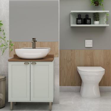 Imagem de Gabinete Para Banheiro 2 Portas Provençais Sem Cuba 100% Mdf Com 1 Nicho Com Metalon Verde Mint