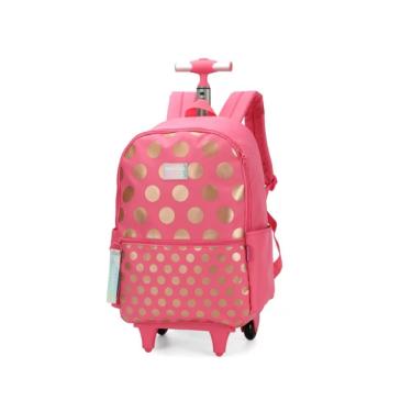Imagem de Mochila De Rodinhas Rosa Com Bolinhas Up4you