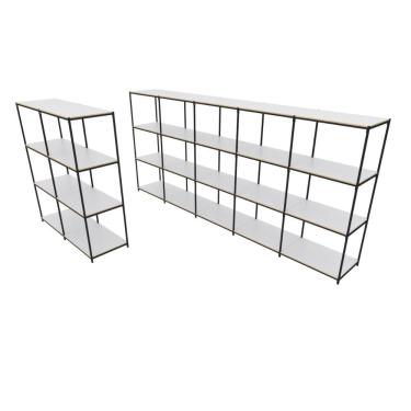 Imagem de Praleira De Aço Reforçada Mini Porta Pallet 200x60x90 Estante Estoque Bandeja Branca Módulos Conjugados 2 + 5